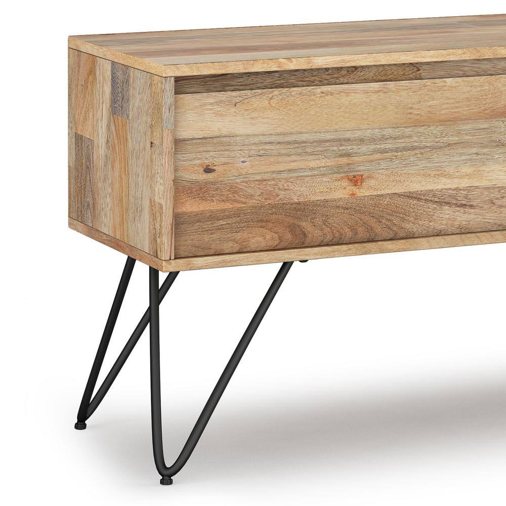 Hunter 68" Natural Mango Wood TV Stand with Black Metal Legs