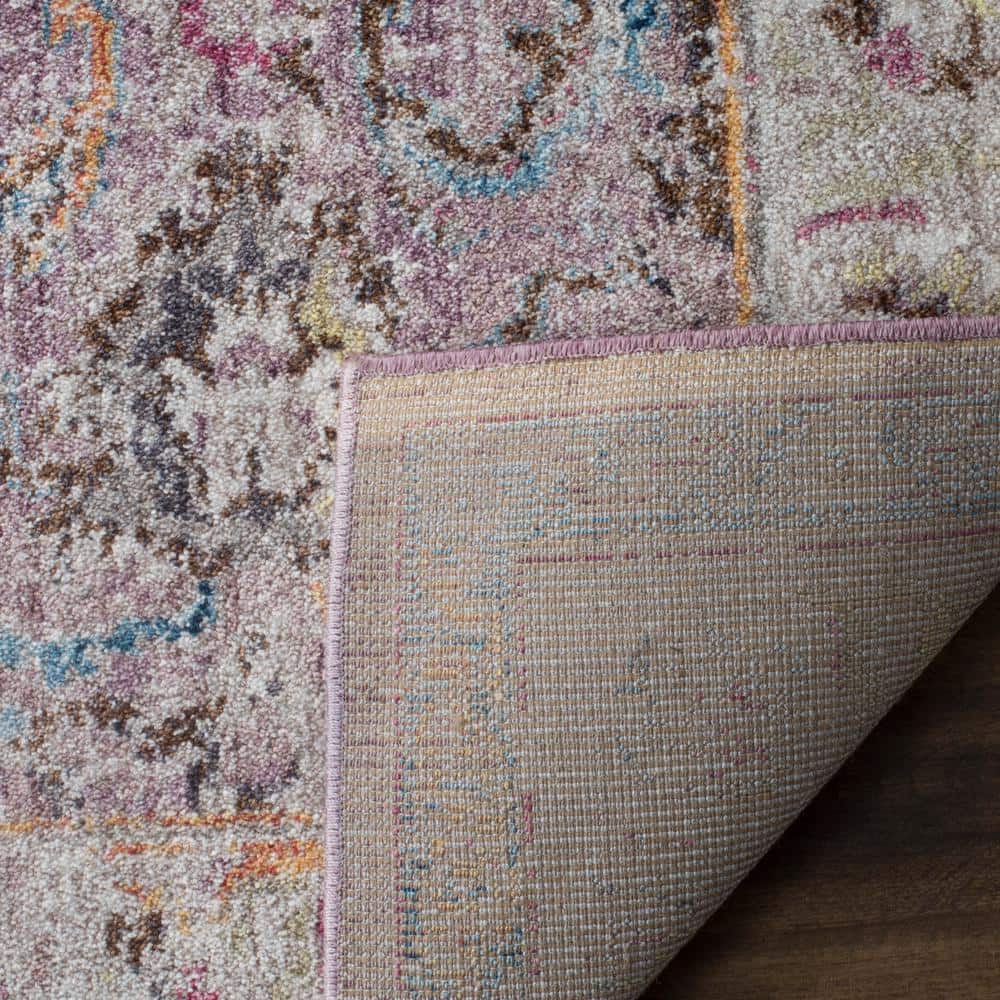 Lavender and Light Grey Vintage Bohemian Runner Rug