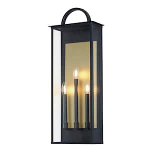 Manchester 3-Light X-Large Black Outdoor Hardwired Wall Sconce