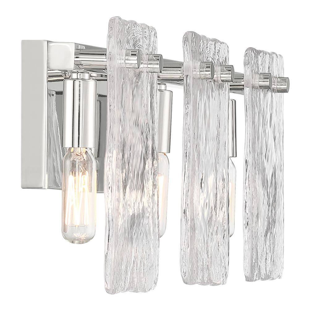 Polished Nickel 3-Light Vanity with Handmade Water Glass Shades