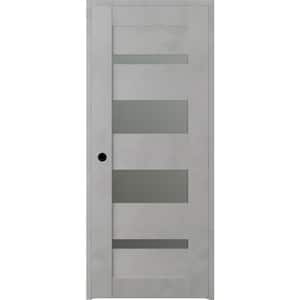 Vona 07-01 18 in. x 80 in. Right-Hand Frosted Glass Solid Core 4-Lite Light Urban Wood Single Prehung Interior Door
