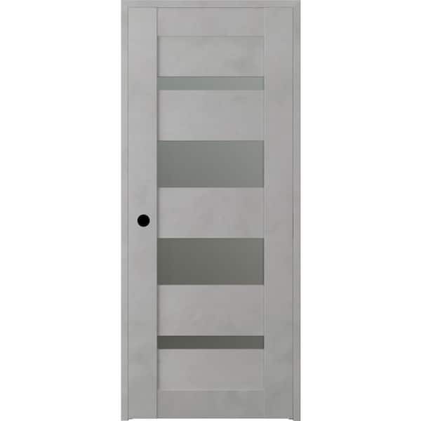 Belldinni Vona 07-01 18 in. x 80 in. Right-Hand Frosted Glass Solid Core 4-Lite Light Urban Wood Single Prehung Interior Door