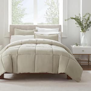 Serta Simply Clean Solid Easy Care- Wrinkle resistant Full/Queen Comforter Set in Khaki