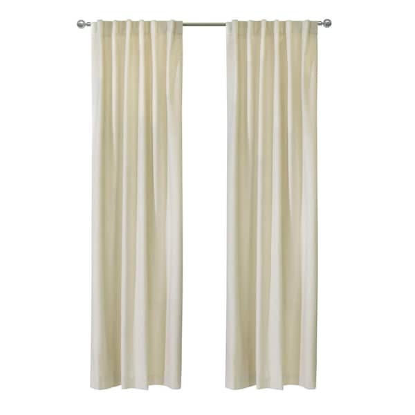 THERMALOGIC Seren Natural Polyester Velvet 50 in. W x 108 in. L Dual Header Indoor Room Darkening Curtain (Single Panel)