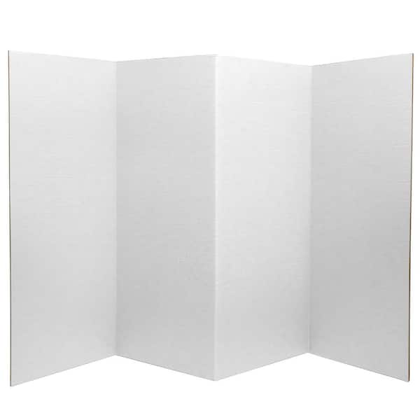 Oriental Furniture 3 ft. Short White Temporary Cardboard Folding Screen - 4 Panels