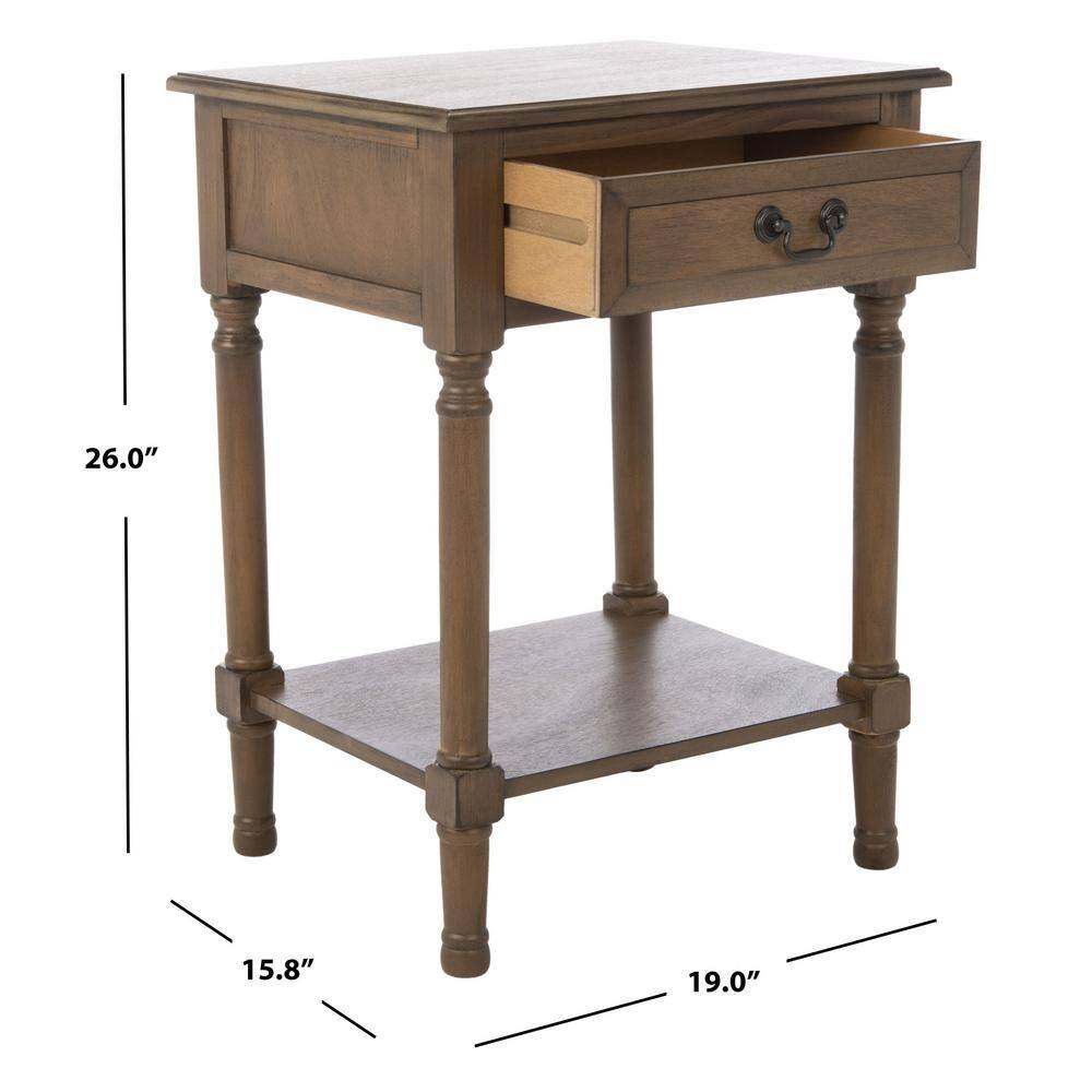 Whitney Farmhouse Brown Wood and Metal Accent Table with Storage