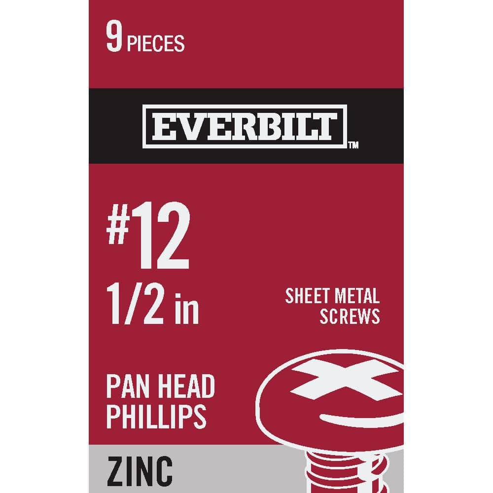 Everbilt #12 x 1/2 in. Phillips Pan Head Zinc Plated Sheet Metal Screw  (9-Pack) 806561 - The Home Depot