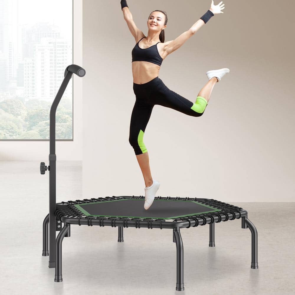 54.5" Black Indoor Fitness Trampoline with Handle