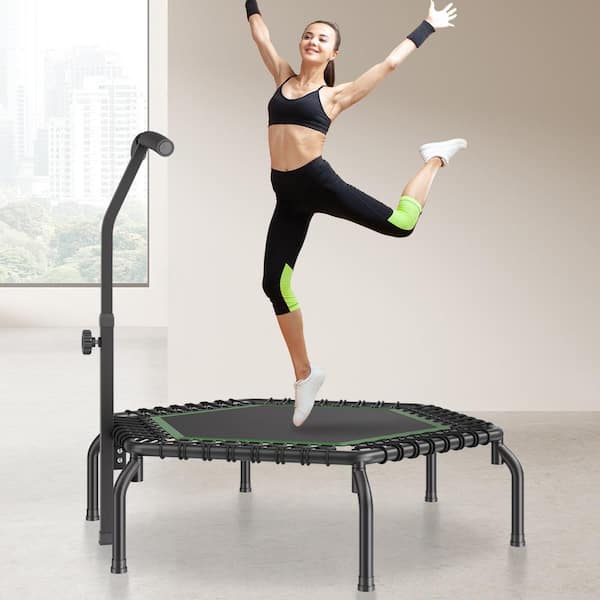 Mini Trampoline VEVOR Pliable Avec Barre D'appui, Diamètre 1027 Mm, Noir/vert, Fitness Adulte (neuf)