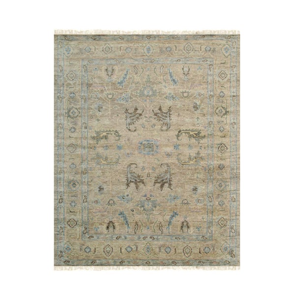 EORC Brown 12 ft. x 15 ft. Hand Knotted Wool Classic Oushak Rug Area Rug