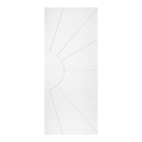 Modern Sun Shape 42 in. x 80 in. MDF Panel White Painted Sliding Barn Door with Hardware Kit