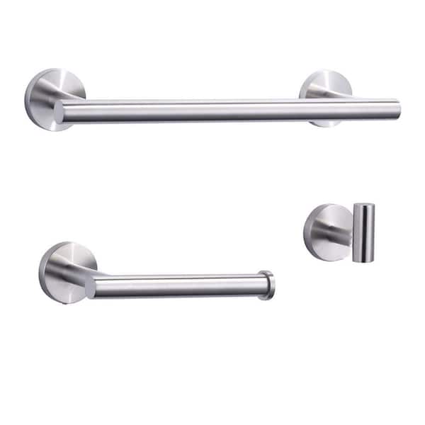 3-Piece Bath Hardware Set with Mounting Hardware in Brushed Nickel