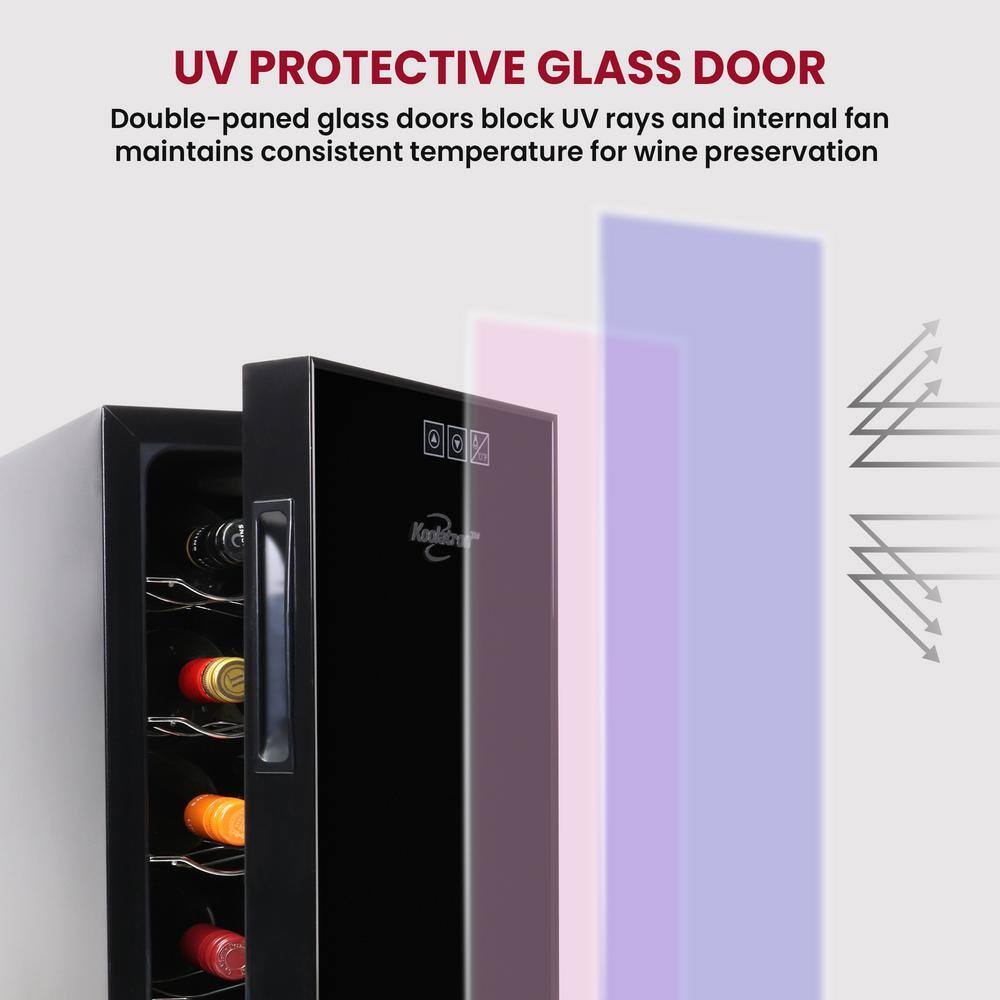 Compact Stainless Steel Thermoelectric 8-Bottle Wine Cooler with Glass Door