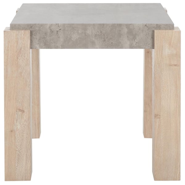 SAFAVIEH Coromio 21.1 in. Light Gray Square Concrete End Table