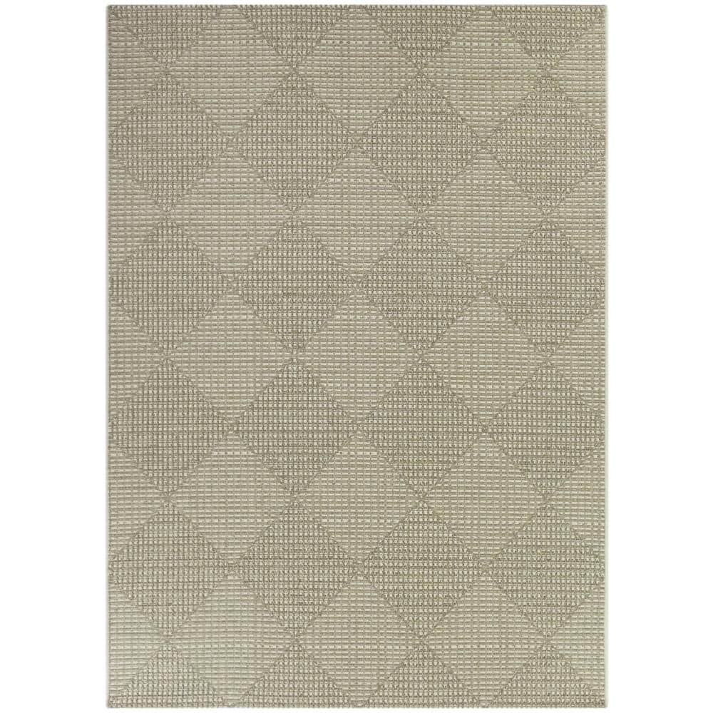 Chasewood White and Beige Geometric Synthetic Indoor/Outdoor Area Rug