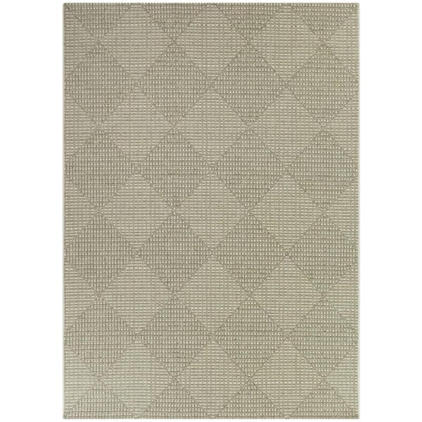 Hampton Bay Chasewood Cream 5 ft. x 7 ft. Geometric Indoor/Outdoor Area Rug