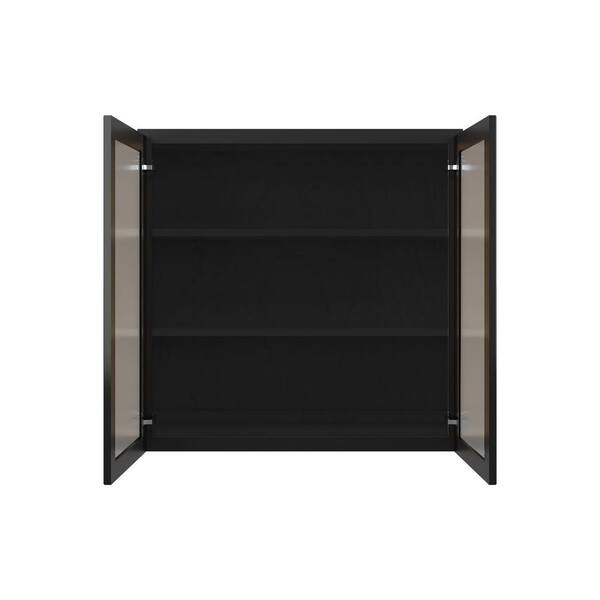 34 in. W x 15.5 in. D x 31.9 in. H in Blue MDF Assemble Upper Pantry Kitchen Cabinet Wood Veneer and Metal Leg Frame