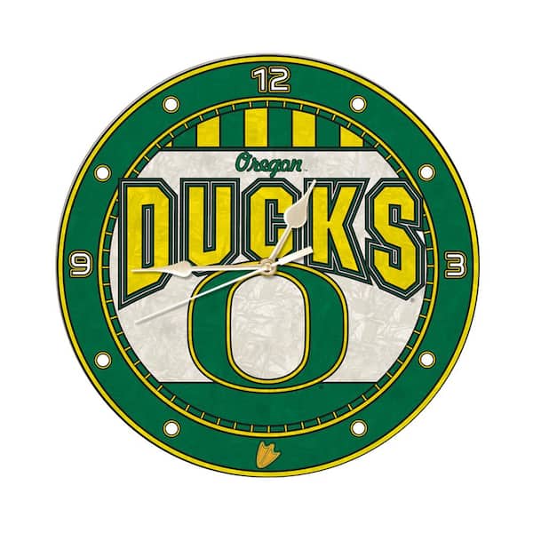 The Memory Company NCAA - 12 in. Oregon Art Glass Clock