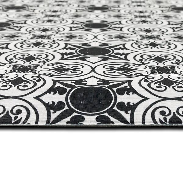 MERYTON Art Mat, Black/white Vinyl Protective Mat, Tile Design, Waterproof Floor  Mat, Vinyl Area Rug, Home Ideas, Bathroom, Kitchen 