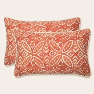 Orange Rectangular Outdoor Lumbar Throw Pillow 2-Pack
