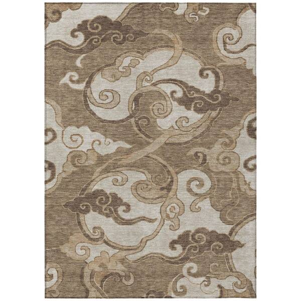 Chantille Machine Washable Indoor/Outdoor Abstract ACN3034 Mocha 5 ft. x 7 ft. 6 in. Area Rug