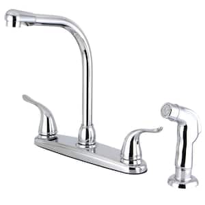 Yosemite 2-Handle Deck Mount Centerset Kitchen Faucets with Side Sprayer in Polished Chrome