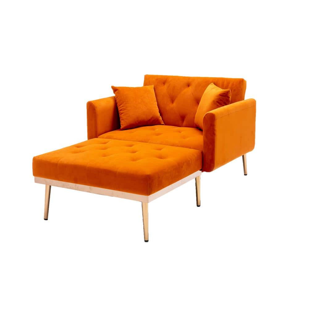Modern Fashion Orange Velvet Adjustable Chaise Longue/Accent Chair