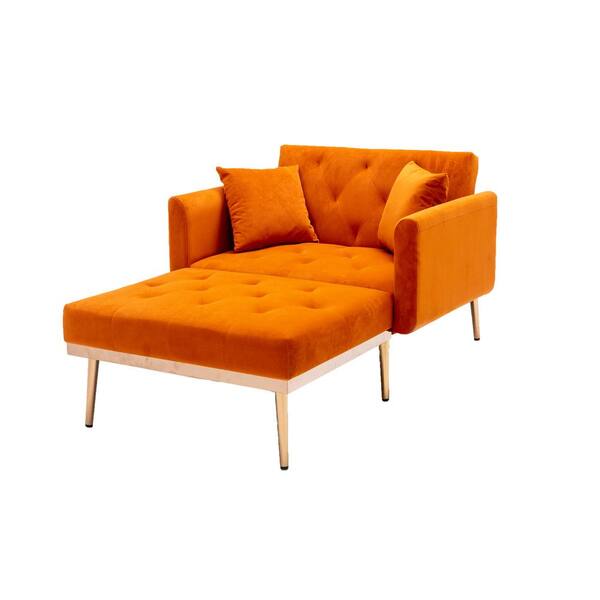 Unbranded Modern Fashion Orange Velvet Adjustable Chaise Longue/Accent Chair