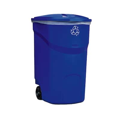 45 Gal. Roughneck Blue Wheeled Recycling Trash Container