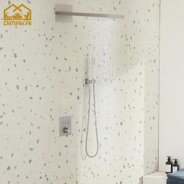 2-Spray Patterns 2 GPM 10 in. Wall Mount Dual Shower Heads and Handheld Shower with Pressure Balance Valve in Chrome