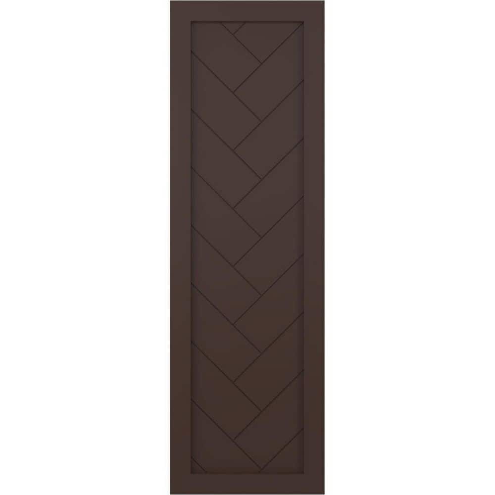 12 in. x 28 in. PVC Single Panel Herringbone Modern Style Fixed Mount Board and Batten Shutters Pair in Raisin Brown price history on PriceWatchPro