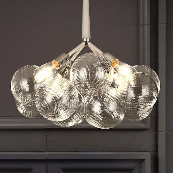 Henveton Kinlea 4-Light Chrome Modern Swirled Sphere Chandelier for Kitchen Island and Living Room with No Bulbs Included