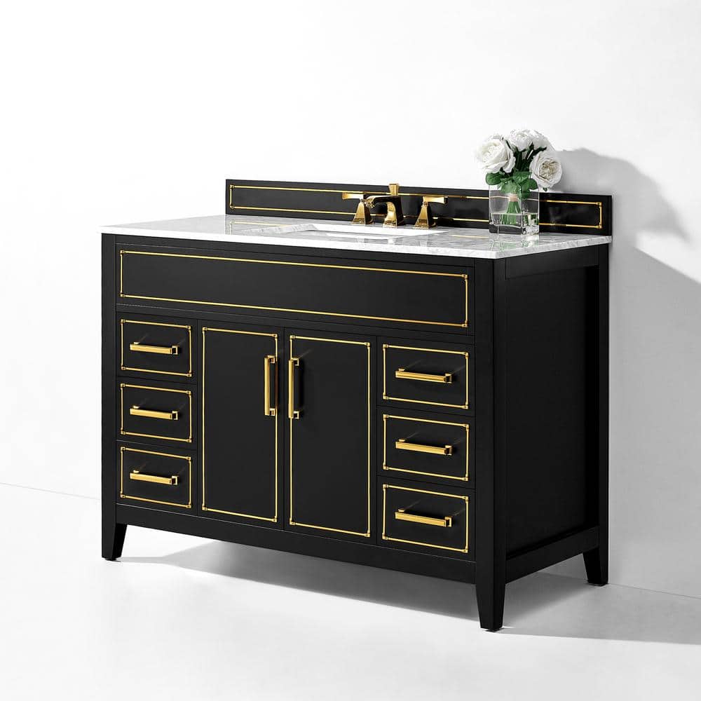 Aspen 48'' Black Onyx Bathroom Vanity with Marble Top