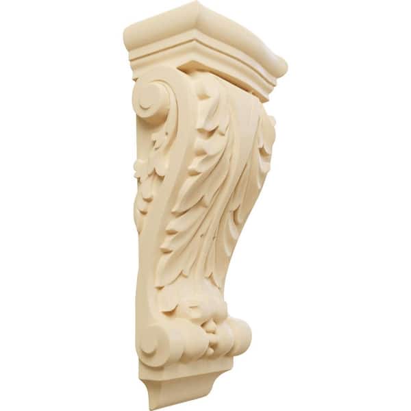 Ekena Millwork 2-3/4 in. x 4-1/2 in. x 10 in. Unfinished Wood Maple Small Farmingdale Acanthus Pilaster Corbel