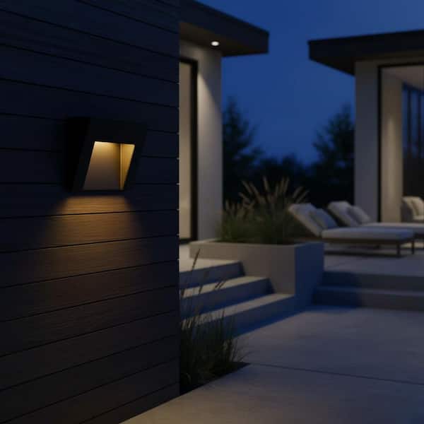 Taper Hardwired Low Voltage Satin Black LED Stair Light