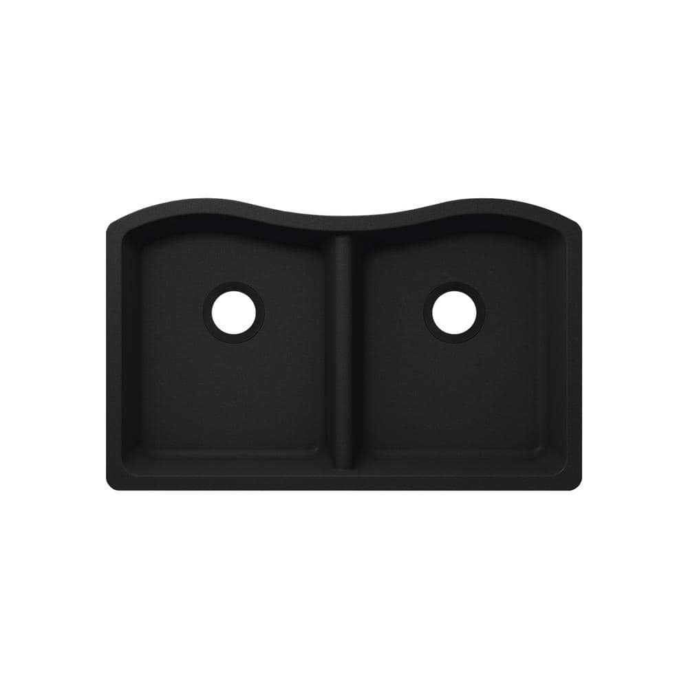 33 in. Undermount Double Bowl 50/50 Quartz Kitchen Sink in Black price history on PriceWatchPro