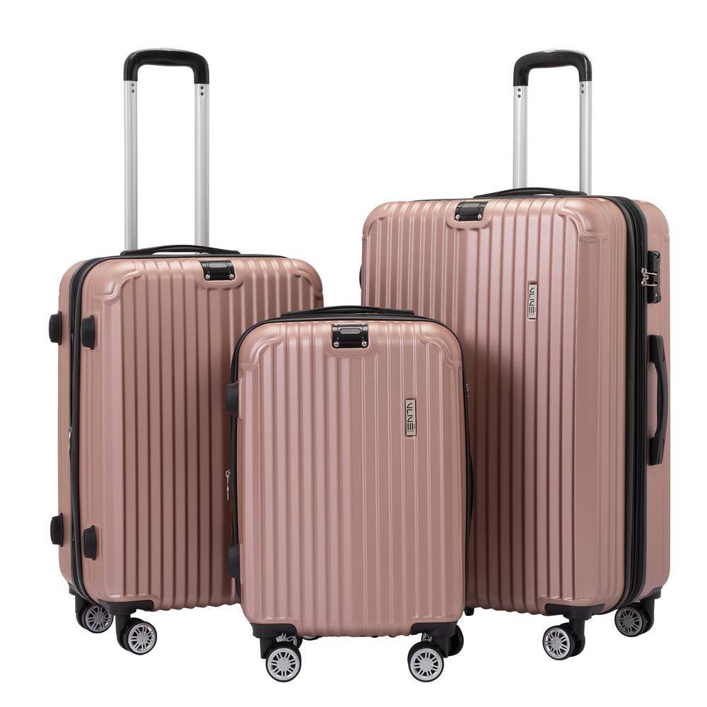 VLIVE 3-Piece ABS Luggage Set, Durable Hardside Suitcase with 