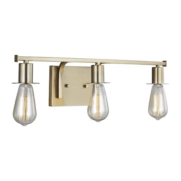 Cafe 3-Light Satin Brass & Midnight Black Bath Light by Visual Comfort  Studio, 4487903-848