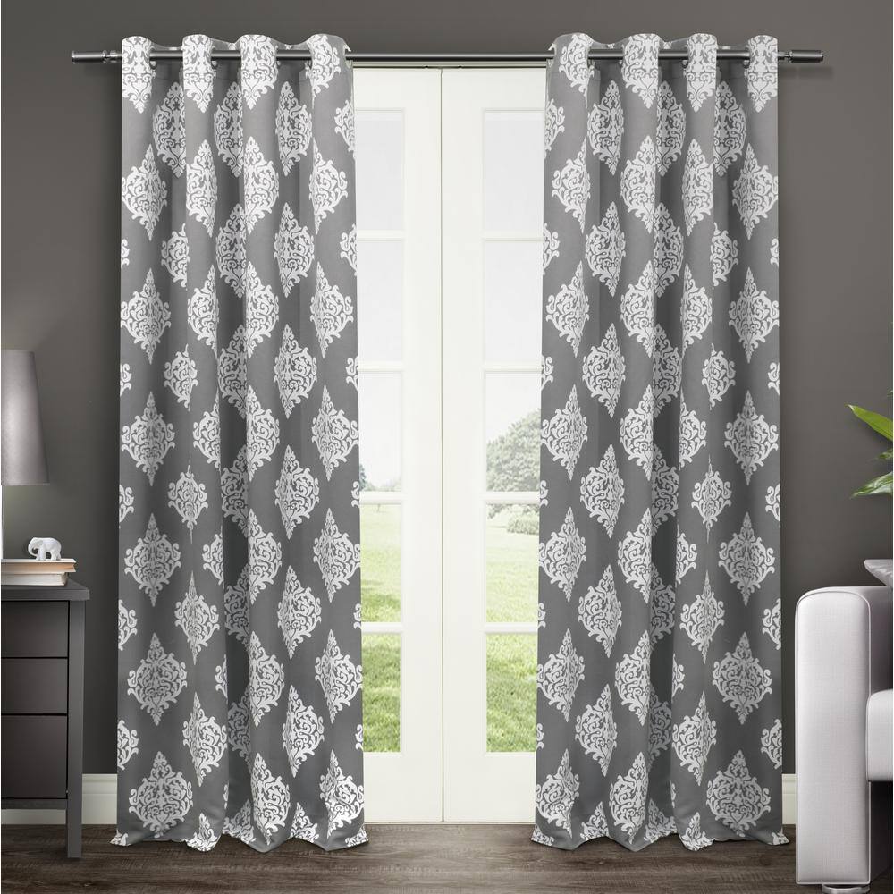 54x84 2 Piece Amalgamated Textiles Inc Black Pearl Exclusive Home Trincity Grommet Top Curtain Panel Pair EH7912-01 2-X84G