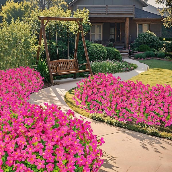 13.77 in. Fuchsia Pink Indoor/Outdoor Artificial Daisy Flowers