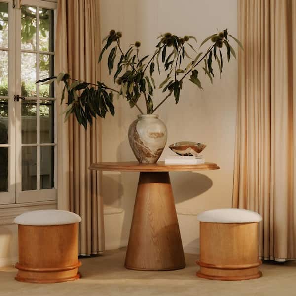 Breyson 18 in. H Oatmeal Backless Wood Storage Stool with Faux Mohair Seat