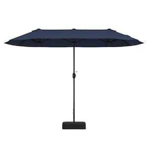 13 ft. Double-Sided Patio Twin Table Market Patio Umbrella with Crank Handle in Navy