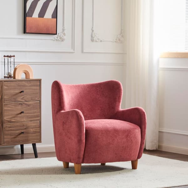 CHRISTOPHER KNIGHT HOME Bacho Modern Indoor Red Velvet Upholstered Wingback Accent Chair Arm Chair