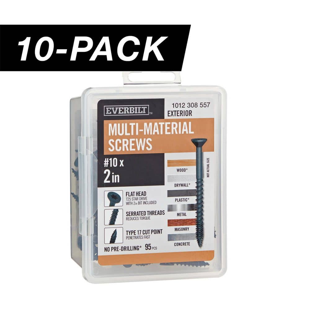 10-Pack #10 x 2 in. Black 6-Lobe Star Drive Exterior Flat Head Multi-Material Screw (10 lbs. / 950-Piece) price history on PriceWatchPro
