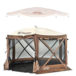 Brown 8-Person Camper Tent and Tan Tent Rain Fly Tarp