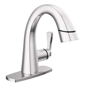 Stryke Single Handle Single Hole Bathroom Faucet with Pull-Down Spout in Lumicoat Chrome