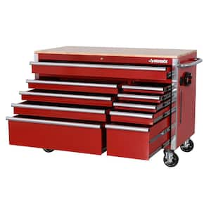 Tool Storage 52 in. W x 25 in. D Standard Duty Gloss Red Mobile Workbench Tool Chest