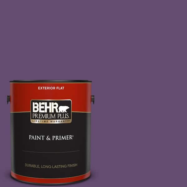 BEHR PREMIUM PLUS 1 gal. #S-G-670 Deep Violet Flat Exterior Paint & Primer