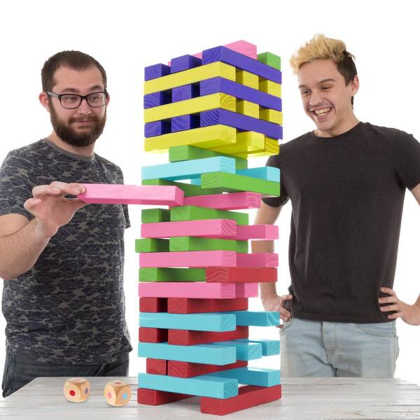 Hey! Play! Non-Traditional Giant Wooden Blocks Tower Stacking Game W350095  - The Home Depot