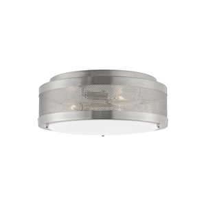 Vander 12 in. 3-Light Brushed Nickel Flush Mount with LED Bulbs